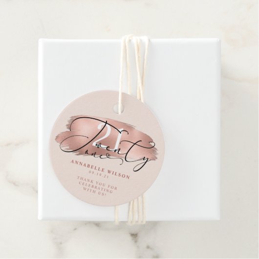 21e verjaardag Roos goud en roze Bedankjes Labels (In situ)