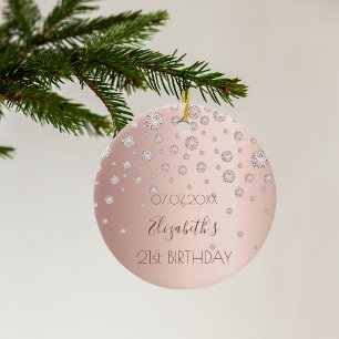 21e verjaardag roos gouddiamanten sparkle 21 keramisch ornament