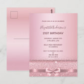 21e verjaardag roos gouden glans uitnodiging (Voorkant / Achterkant)