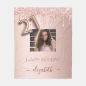 21e verjaardag roos gouden glitter verbluffende fo fleece deken (Voorkant)