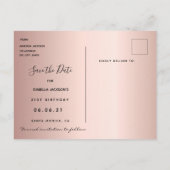 21e verjaardag roos gouden sterren sparen de datum briefkaart (Achterkant)