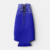 21e verjaardag royal blue Silver glitter name Flesjeskoeler (Achterkant)