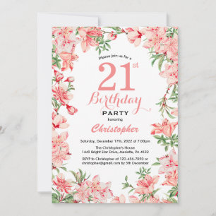21e verjaardag Roze Boho botanische bloemen Kaart