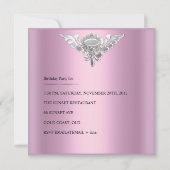 21e verjaardag Roze Elegant Silver White Kaart (Achterkant)