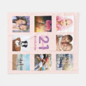 21e verjaardag roze fotocollage fleece deken (Voorkant (Horizontaal))