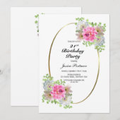 21e verjaardag Roze Gouden Partij Kaart (Voorkant / Achterkant)