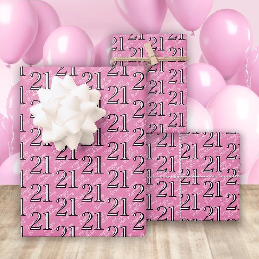 21e verjaardag Roze Inpakpapier Vel