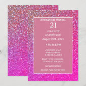 21e Verjaardag Roze Rose Gouden Glitter Sparkle Sc Kaart (Voorkant / Achterkant)