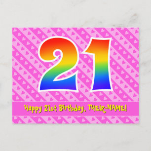 21e Verjaardag: Roze Strepen & Harten, Regenboog 2 Briefkaart