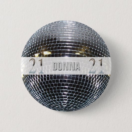 21e verjaardag Silver | Nummer 21 Ronde Button 5,7 Cm (Voorkant)