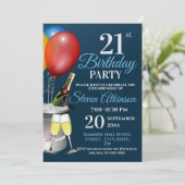 21e verjaardag Sparkling Wine Party Kaart (Staand voorkant)