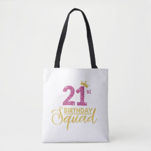 21e verjaardag Squad Party Kroon Roze Goud Draagtas