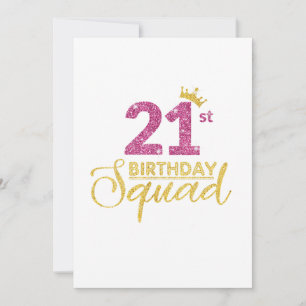 21e verjaardag Squad Party Kroon Roze Goud Kaart