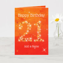 21e verjaardag - Star Number Red Oranje Glow Age 2