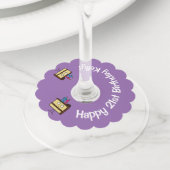 21e verjaardag taart met kaarsen chocolade ijsjes wijnglaslabel (Dichtbij)