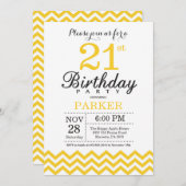 21e verjaardag uitnodiging gele Chevron (Voorkant / Achterkant)