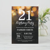 21e verjaardag uitnodiging Gold Glitter (Staand voorkant)