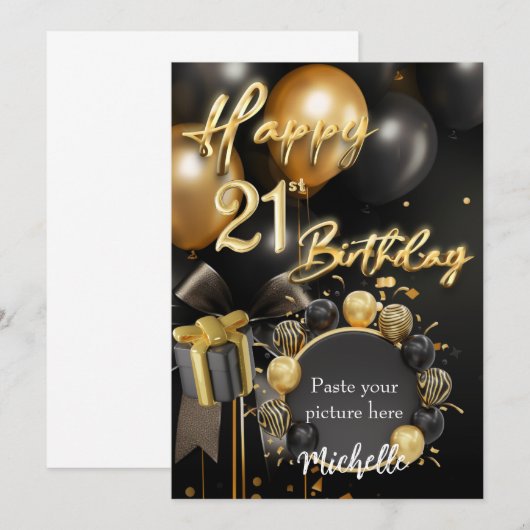 21e verjaardag Uitnodiging Kaart Sjabloon (Voorkant / Achterkant)