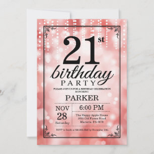 21e verjaardag uitnodiging Red Glitter
