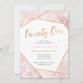 21e verjaardag Uitnodiging roze en goud (Voorkant)