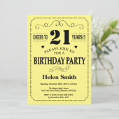 21e verjaardag Uitnodiging zwart-geel (Staand voorkant)