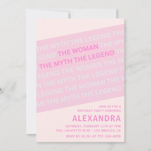 21e verjaardag uitnodigingen Funny Woman Myth Pink (Voorkant)