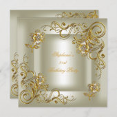 21e verjaardag van Cream Gold Diamond Kaart (Voorkant / Achterkant)