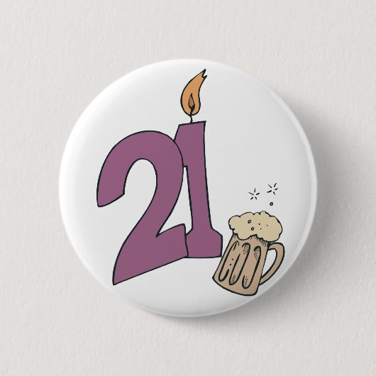 21e verjaardag van de Drink Ronde Button 5,7 Cm (Voorkant)