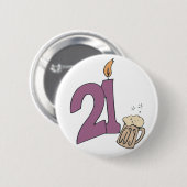 21e verjaardag van de Drink Ronde Button 5,7 Cm (Voorkant /achterkant)