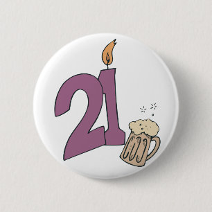 21e verjaardag van de Drink Ronde Button 5,7 Cm
