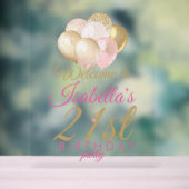21e verjaardag van de Glitter-ballonnen Acryl Bord (Neutraal)