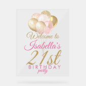 21e verjaardag van de Glitter-ballonnen Acryl Bord (Voorkant)