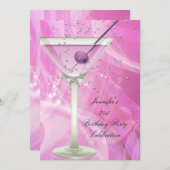 21e verjaardag van de Witte Roze Martini Kaart (Voorkant / Achterkant)