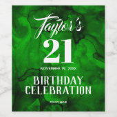 21e verjaardag van het groene naar zwarte Waterver Wijn Etiket (Enkel label)