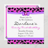 21e verjaardag van Leopard Funky Diva Pink Kaart (Voorkant / Achterkant)