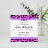 21e verjaardag van Leopard Funky Diva Pink Kaart (Staand voorkant)