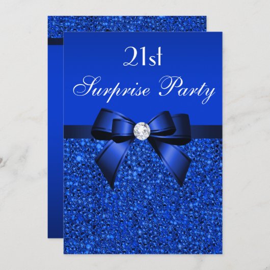 21e verjaardag verrassend koningsblauw met paillet kaart (Voorkant / Achterkant)