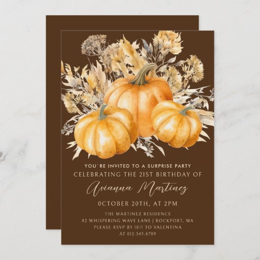 21e verjaardag verrassingsfeest rustieke boho pomp kaart (Voorkant / Achterkant)