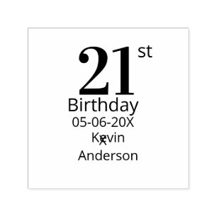 21e verjaardag vet letter naam datum eenvoudig man zelfinktende stempel