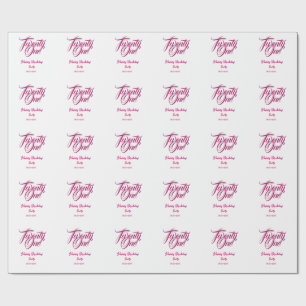 21e verjaardag voeg naam datum jaar roze sjabloon cadeaupapier