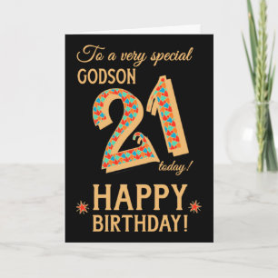 21e verjaardag, voor Godson, Gold Effect op zwart Kaart
