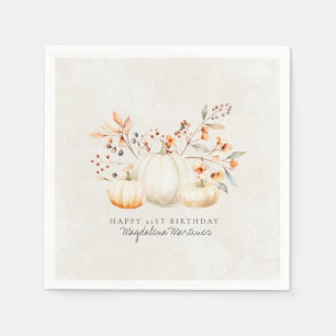 21e Verjaardag Witte Pompoen Fall Bladeren Custom Servet