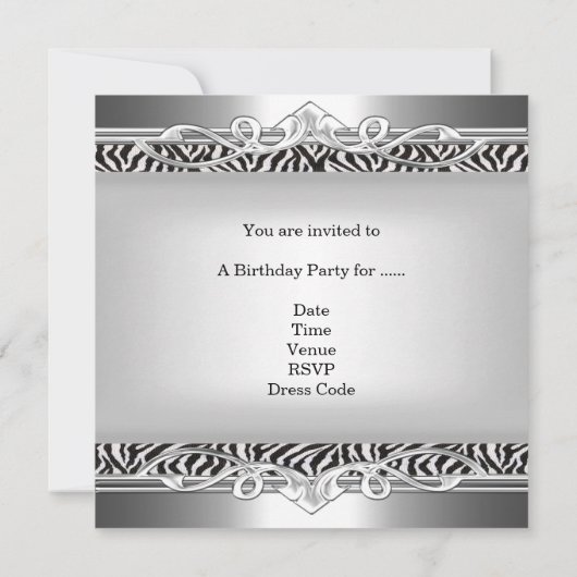 21e verjaardag Zebra Black White Silver Plaque Kaart (Achterkant)