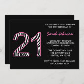 21e verjaardag zebra Roze en Zwart Kaart (Voorkant / Achterkant)