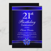 21e verjaardag zwart-blauw kaart (Voorkant / Achterkant)