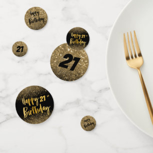 21e verjaardag Zwart en goud glinsterend Confetti