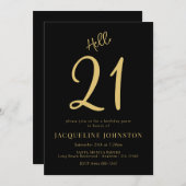 21e verjaardag zwart en goud kaart (Voorkant / Achterkant)