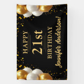 21e verjaardag zwart en goud spandoek (Verticaal)