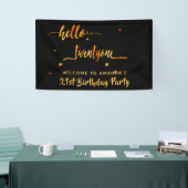 21e verjaardag zwart goud hallo 21 naamscript spandoek (Beurs)