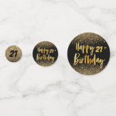 21e verjaardag zwart-goudglitter confetti (Achterkanten)